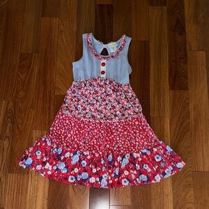 Jona Michelle Striped and Floral Red Blue Dress